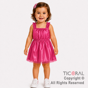 DISFRAZ PRINCESA CORTO CON BRETEL FRUNCIDO ROSA TALLE 0